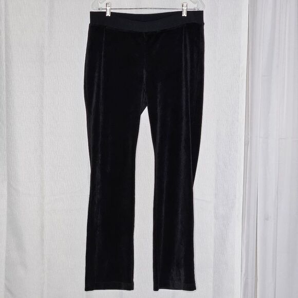 Juicy Couture Black Velour Bright Rhinestone Juicy Pull On Elastic Waist Pants - Picture 4 of 11